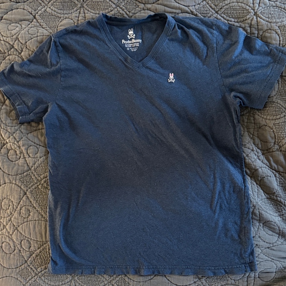 Psycho Bunny Men's Dark Blue V-Neck T-Shirt
